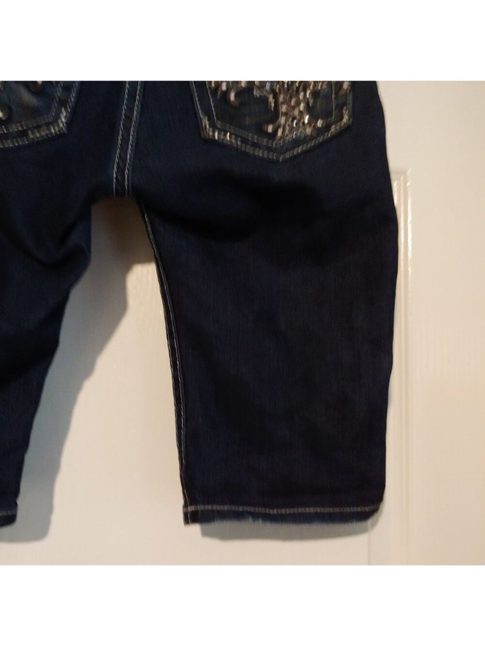 Miss Me Dark Blue Denim Shorts with Embellished Cross Detail - Picture 10 of 13